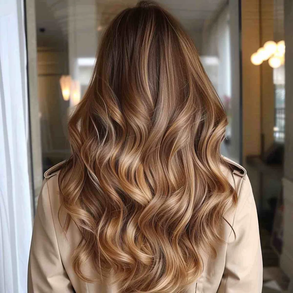 暗いローライトのあるダークバターブロンドの髪' title=