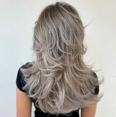 Blonde Grey Hair with Lowlights