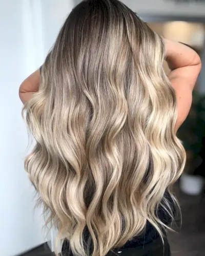 Blonde Hair with Lowlights and Dark Roots