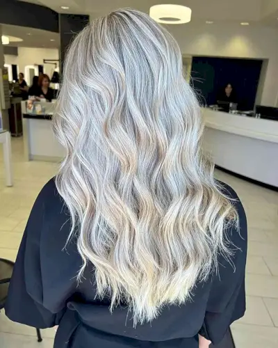 Icy Blonde Hair Color with Lowlights