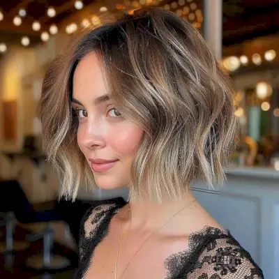 Textured Short Hair with Dark Blonde Highlights