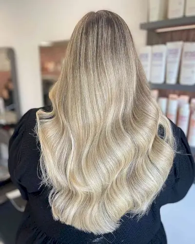 Barbie Blonde with Root Shadow and Long Waves