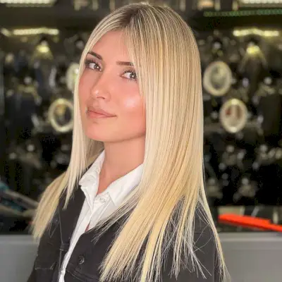 long sleek straight blonde hair