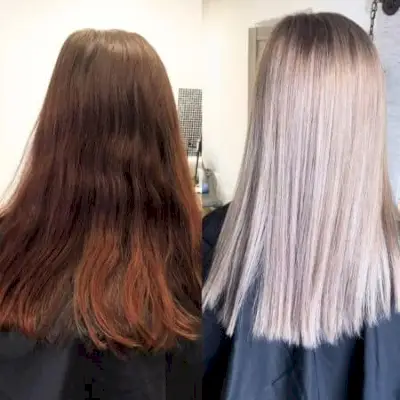 オーバーンからアッシュブロンドへの変身。