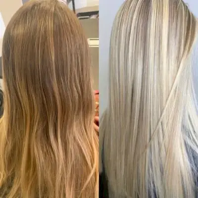 サンディブロンドからライト/プラチナブロンドへの変身。