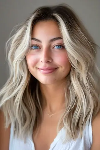 黒髪にプラチナバレイヤージュ。