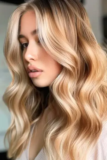Idea colore per capelli biondo miele con riflessi champagne.