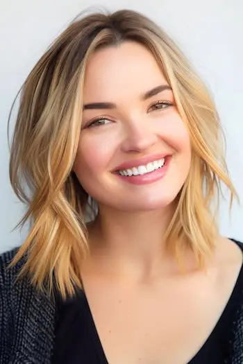 Idea di colore per capelli lunghi biondo miele strutturato.