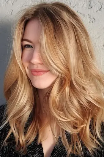 Idea di colore dei capelli con onde bionde miele dorato.
