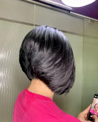 Razor cut graduated bob