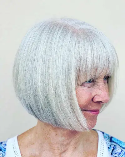 graduated bob with fringe for older women