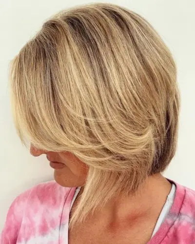 A line bob with side bangs