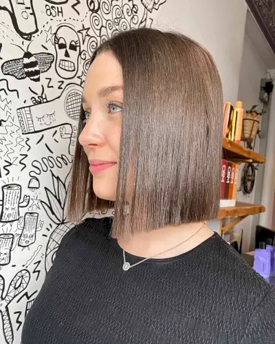 Neck-Length Sleek Brown Box Bob