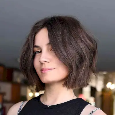 The Neck-Length Modern Bob for Short Hair with a middle part