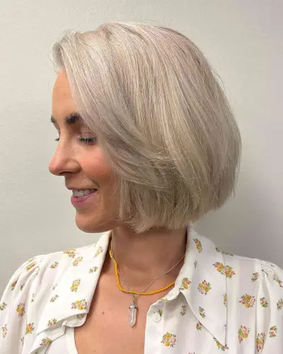 Mature Pale Neck-Length Blonde Bob for Older Women