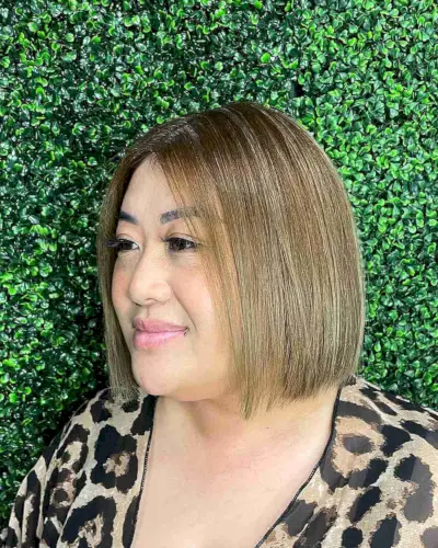 Short Sleek Neck-Length Haircut for Round Faces