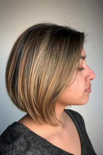 Chin-Length Graduated Bob with Balayage Highlights
