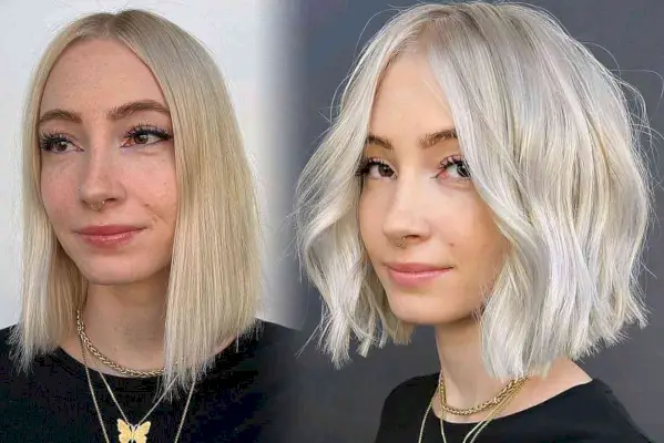 Neck-Length Wavy Bob with Blunt Ends