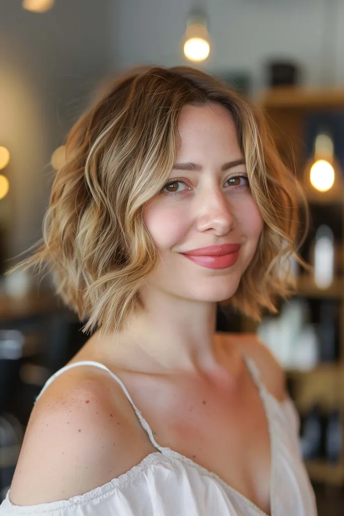 Shaggy bob met warrige laagjes voor fijn haar' title=