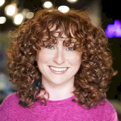 Auburn Naturally Curled Bob with Bangs