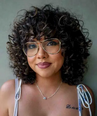 Fresh Bobbed Curls and Bangs with Glasses