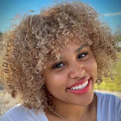 Beautiful Bob with Bouncy Curls and Bangs