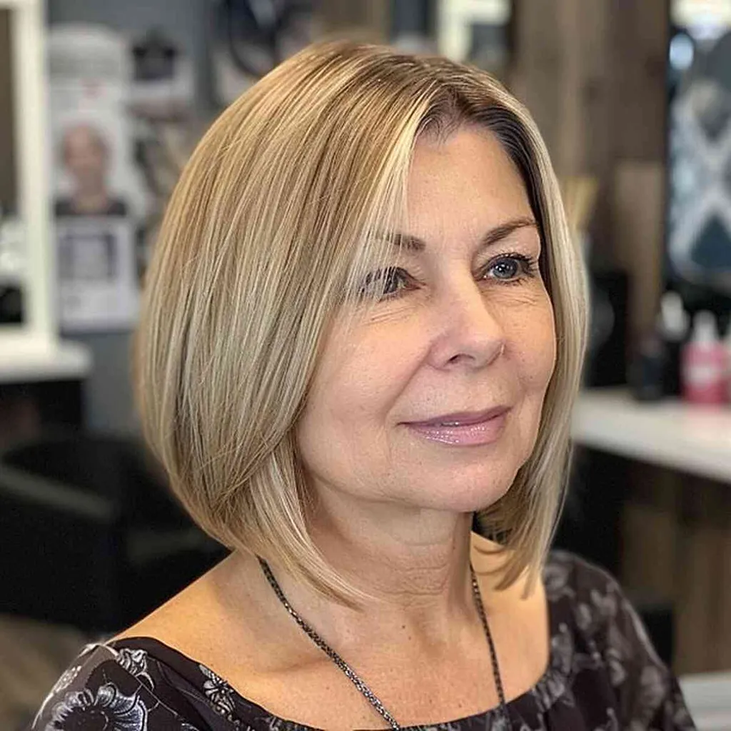 Lang uteksaminert bob for et rundt ansikt' title=