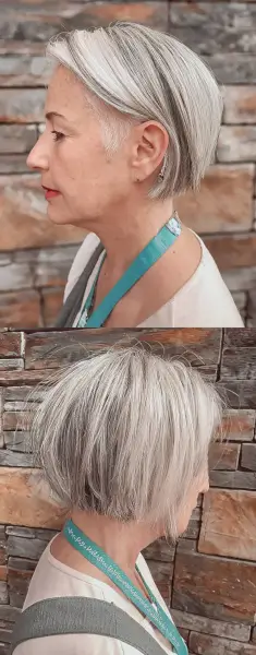 Undercut Stacked Bob for Older Women