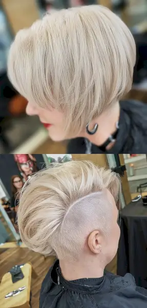 Stacked Bob with Shaved Sides and Back