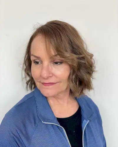 Side Part on Blunt Bob Hair for Older Women