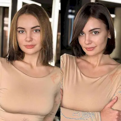 Dark Chocolate Brown Blunt Cut with a Side Part