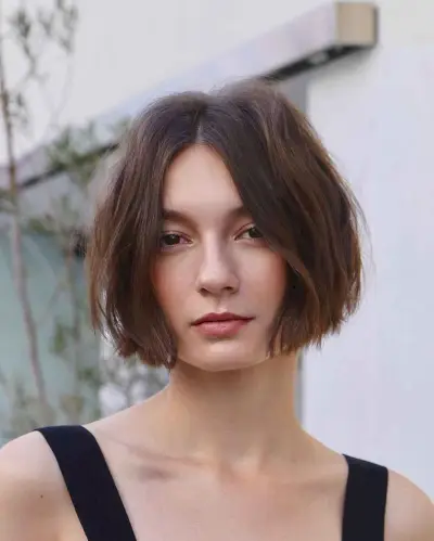 Chin-Length Soft Blunt Bob with No Bangs