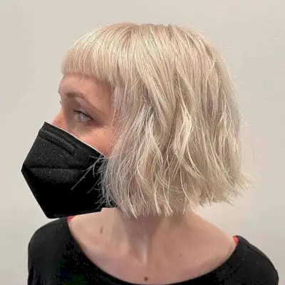 Chin-Length Bob Haircut with Micro Blunt Bangs