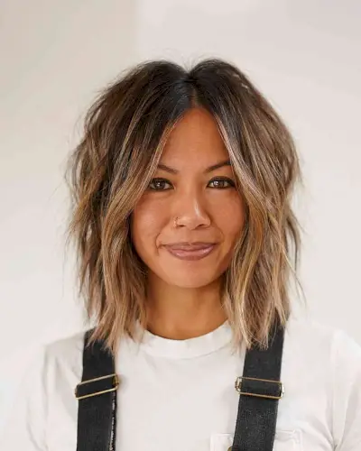 Textured Lob With Light Brown Ombre
