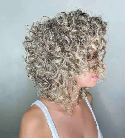 Curly Graduated Lob Haircut with Texture