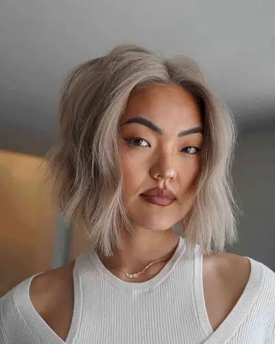 Short Neck-Length Soft Blunt Cut Bob with Invisible Layers