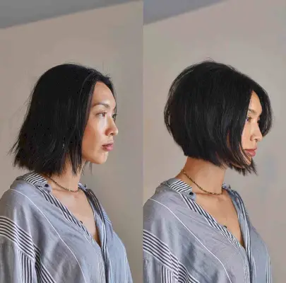 Blunt and Modern Jet Black Bob Cut