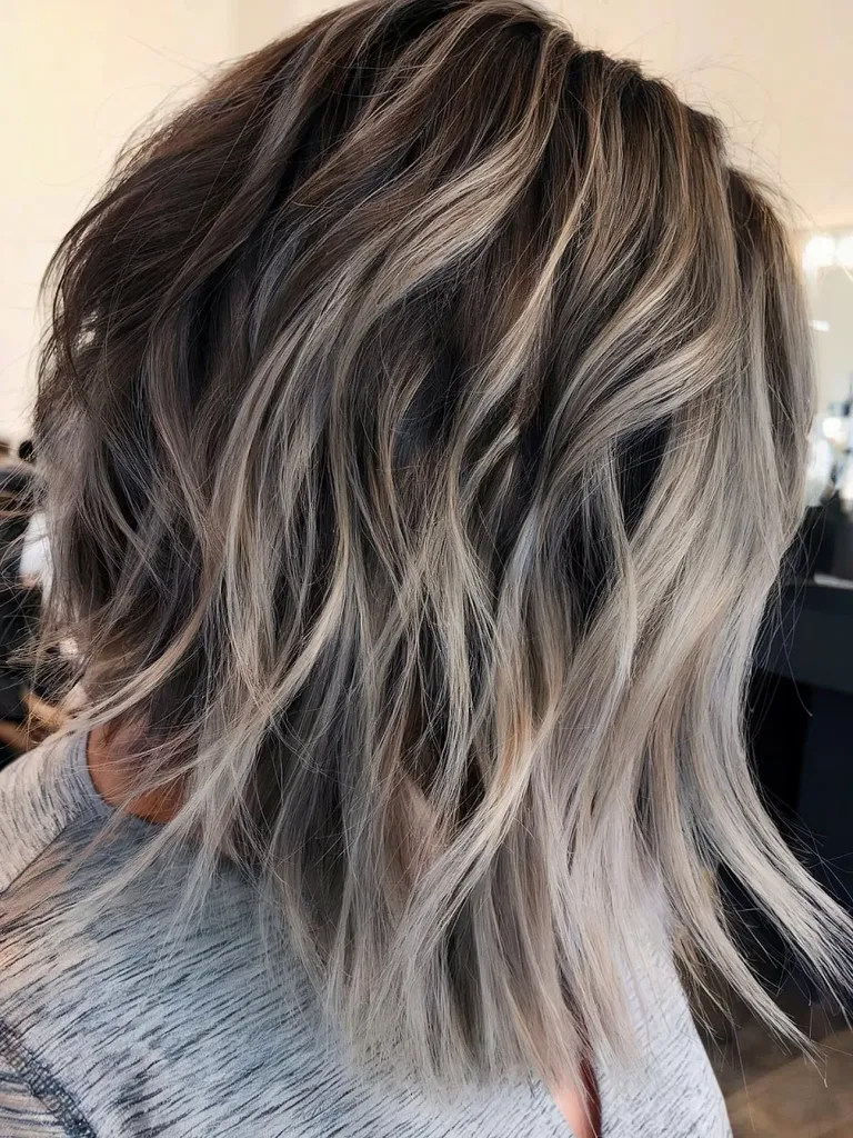 Melns līdz sudrabains Ombre Textured Lob' title=