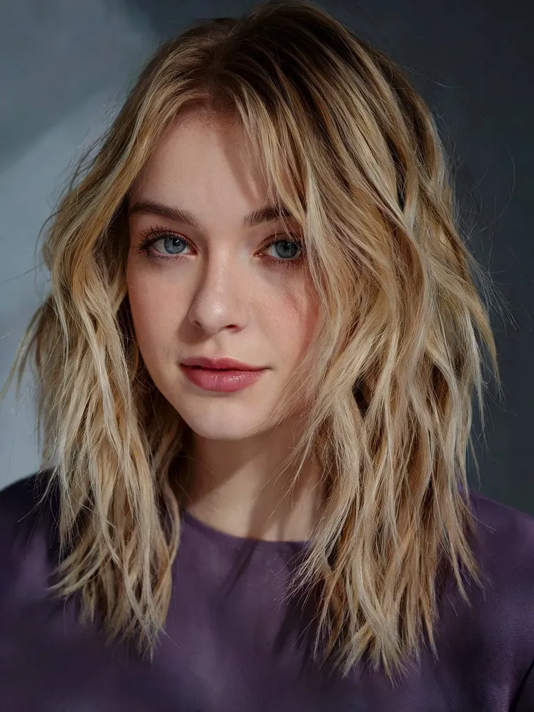 Teksturēts daivas matu griezums' title=