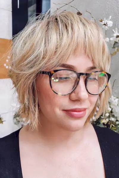 Bardot Bangs on a Very Short Shaggy Bob