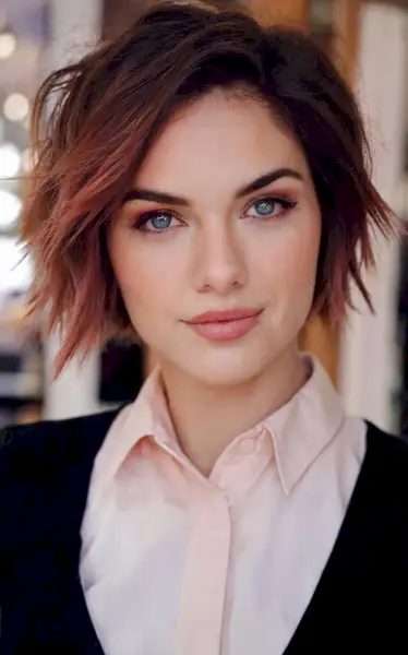 Short shaggy bob haircut for fine hair