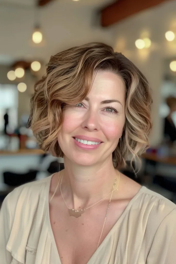 Voluminöser Bob mit Seitenscheitel, perfekt für feines Haar' title=