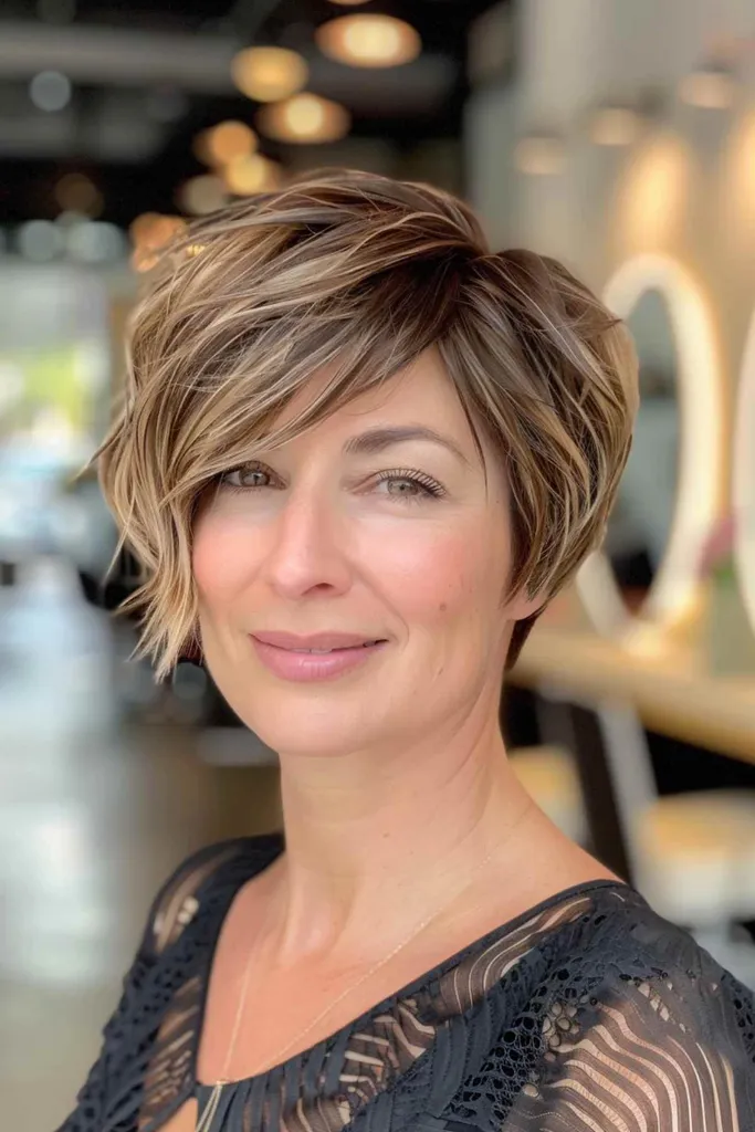 Asymmetrischer strukturierter Bob mit tiefem Seitenteil' title=