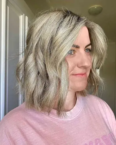 Textured Long Bob with Waves for Thicker Locks