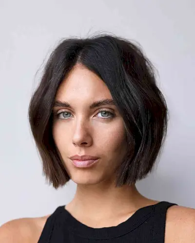 Blunt Bob with a Slight Bend for Thick Hair