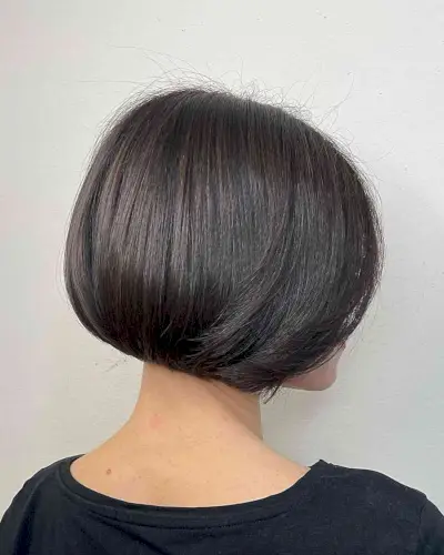Round Wedge Bob with Blunt Ends for Dense Thick Hair