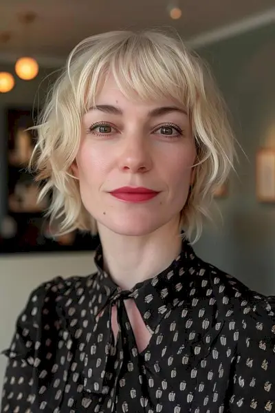 Bullet bob for thin hair with layered texture and soft waves