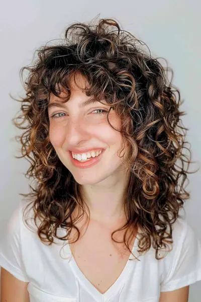 Medium-Length Curly Shag Bob