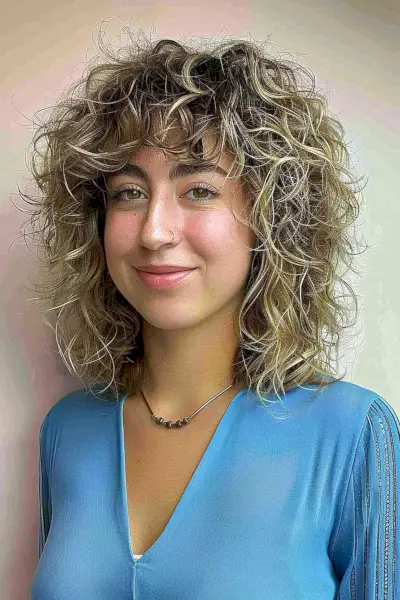 Layered Shag for Curly Hair