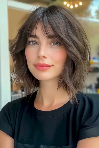 Shaggy Lob with Curtain Bangs